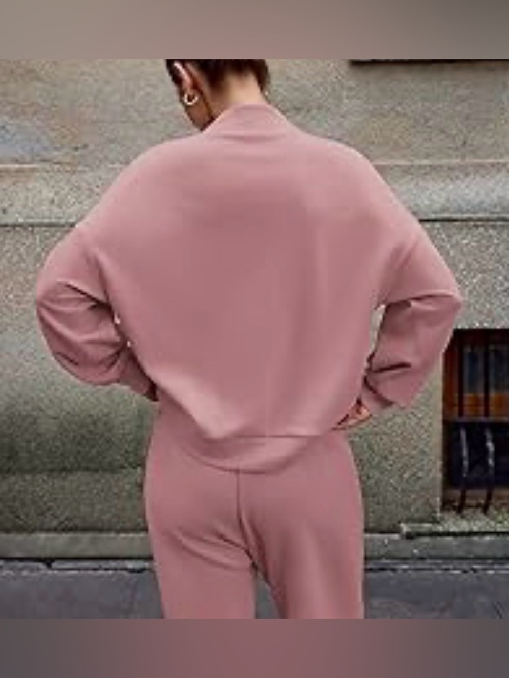 Amoretu Mock Cowl Neck Sweatshirt Lightweight Loose Fit Drop Shoulder Pullover - Picture 3 of 4